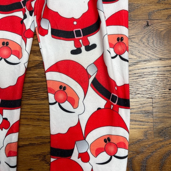 Festive Christmas Holiday Girls Santa Print Leggings Size 4 - Picture 5 of 10